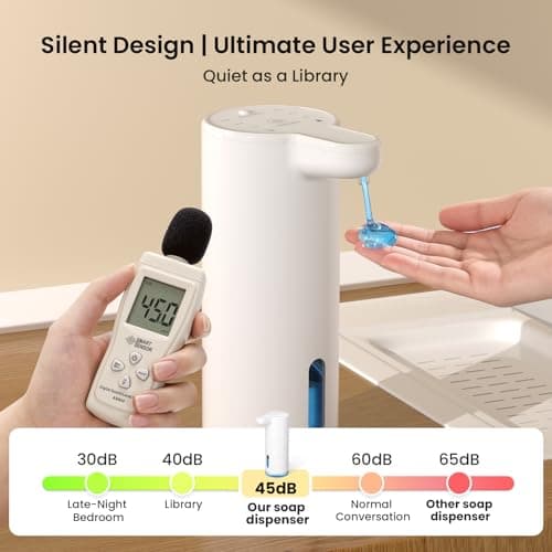 Dual Mode Automatic Liquid Soap Dispenser Touchless for Kitchen & Bathroom | Quiet Design - Rechargeable with 200-Day Standby - Adjustable Volume, Fits Thick & Thin Dish & Hand Soap - IPX7 Waterproof view 6