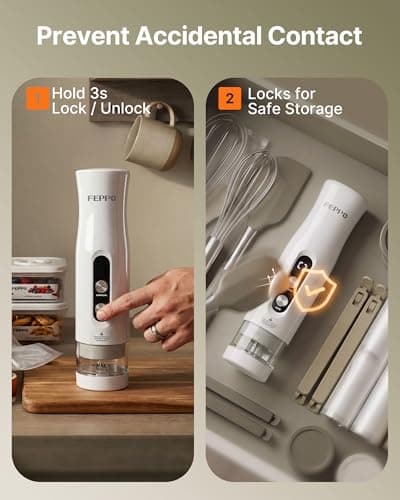 FEPPO Compact Vacuum Sealer for Food (Vacuum Sealer Machine + 3 Containers + 10 Reusable Bags), Anti-Overflow Powerful Portable Handheld Food Sealer, Auto & Manual Modes, Travel Lock, Easy-Clean view 6