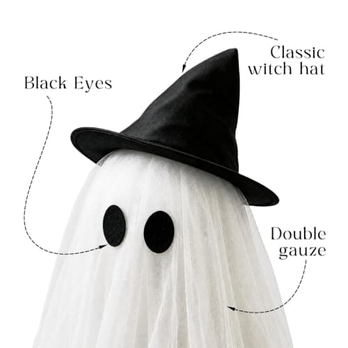 Halloween Decorations Outdoor, 2 Packs Light-Up Spooky Ghost Witch Broom view 4