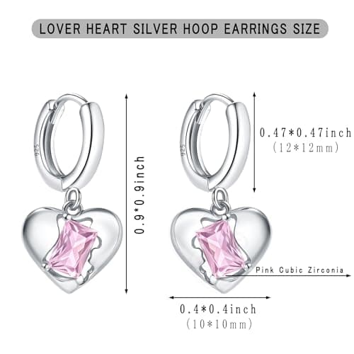 XIUQILAI 925 Sterling Silver Heart Earrings for Women, Dainty Huggie Hoop Fashion Hypoallergenic Small Chunky Stud Earrings Lightweight Love Heart Dangle Jewelry view 4
