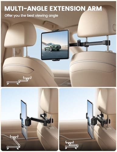 Lamicall Car Headrest Tablet Holder - [Foldable Clip] [Lockable] Tablet Mount for Car Backseat, Car Accessories for Kids, for iPad Pro, Air, Mini, Galaxy Tab, Fire HD, 5.4-13" Tablets, Mother's Day view 3