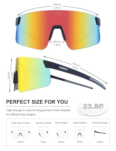 INBIKE Cycling Glasses for Men&Women, Polarized UV400 Protection Sports Sunglasses,TR90 for Road/Mountain Bike,Fishing view 3