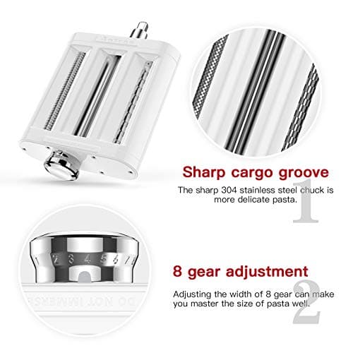 Antree Pasta Maker Attachment 3 in 1 Set for KitchenAid Stand Mixers Included Pasta Sheet Roller, Spaghetti Cutter, Fettuccine Cutter Maker Accessories and Cleaning Brush view 4