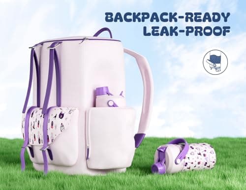 12 oz Kids Insulated Water Bottle: 2-in-1 Straw Spout Lid, Leakproof, BPA-Free, Keep Cold 24H, Fits Car Cupholder, Stainless Steel Cup for School, Holiday, Gift for Girls Daughters (Witching Hour) view 4