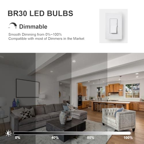 BR30 LED Flood Light Bulbs 65W Equivalent Dimmable E26 5000K Daylight view 5