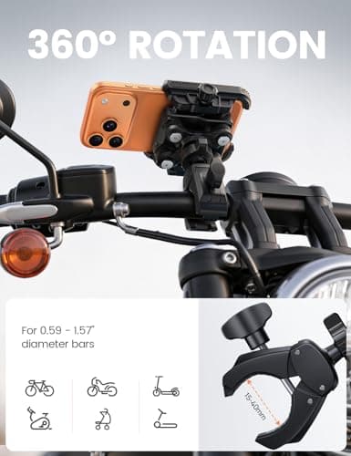 Lamicall Motorcycle Bike Phone Mount - [Upgrade Vibration Dampener] [Camera Friendly] Bike Phone Holder Handlebar Clamp, Bicycle Cell Phone Mount, iPhone 17 16 Pro Max, Galaxy S25 Ultra, 6-7.2" Phones view 6