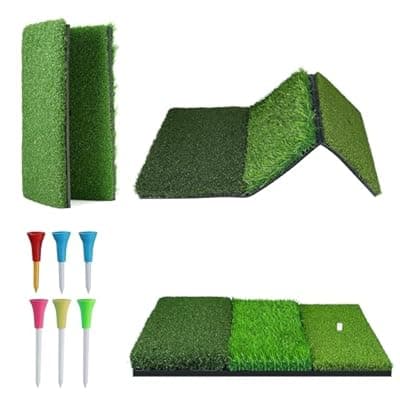 NEWCARE Golf Hitting Mat, Thickened Golf Practice Mat for Indoor Outdoor Training, Swing Path Hitting Turf Mat with Non-Slip Rubber Backing, Golf Accessories Gifts for Men& Dad &Husband