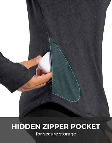 G Gradual Long Sleeve Workout Tops for Women Quick Dry Lightweight Running Athletic Shirts with Zip Pocket Moisture Wicking view 5