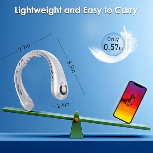AUIIAH Neck Fan - Portable Personal Cooling Bladeless Around the Neck Fans that Blow Cold Air Rechargeable with 5 Speeds, Neck Support for Hot Flashes, Disneyland, Travel, Cooler Gift for Women Men view 2