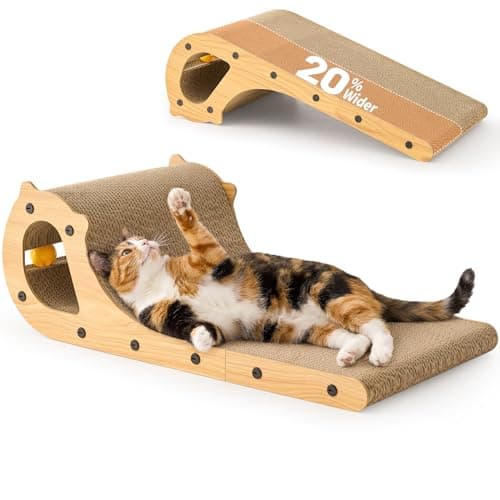 ZOMISIA Cat Scratcher Bed, 2 in 1 Cardboard Scratching Board for Indoor Cats, Scratch Couch Lounge with Bell Ball Toy for Double-Sided Usability — image 1