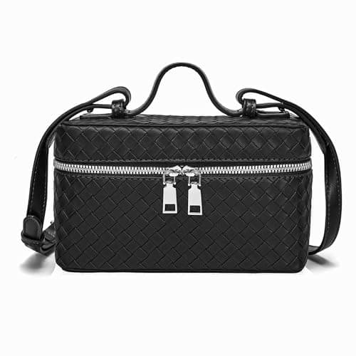 Kiss Sea Women's Top-Handle Handbags Woven Crossbody Bag Leather Shoulder Bag with Adjustable Strap for Daily Use view 1