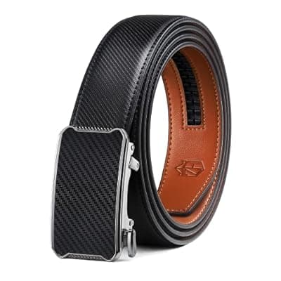 Zitahli Belt Men,Leather Ratchet Belt for Men Dress Casual Every Day with Adjustable Buckle,Trim to Fit For Gift