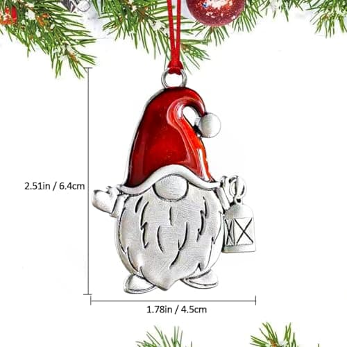 Gnome Christmas Ornaments, Small Gnomes Ornaments for Xmas Tree, Handmade Metal Silver Holiday Ornament, Unique Cute Gnomes Christmas Decorations, Gnome Gifts view 3