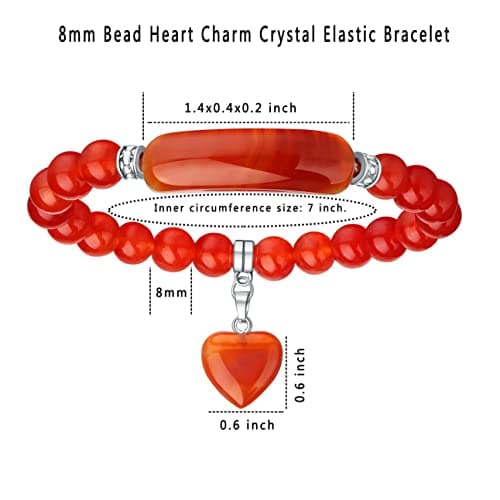 DHZJTSL Healing Crystal Bracelet for Women, Love Heart Gemstone Bracelet, 8mm Natural Stone Beaded Bracelets, Crystal Bead Stretch Jewelry for Birthday Valentine's Day, Mothers Day, Anniversary view 3