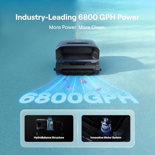 Beatbot Sora 70 Pool Vacuum Robot, 360° Top-to-Bottom Cleaning, Smart Surface Parking, 6L Capacity, 6800GPH Super Power for Above & In-Ground Pools Up to 3,200 sq. ft, Midnight Blue view 4