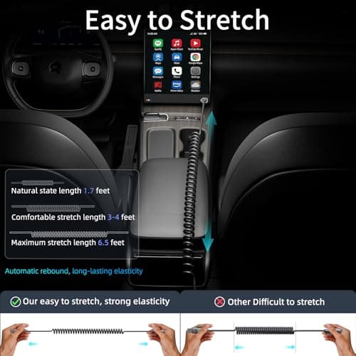 KEDESO Retractable 4-in-1 Car Charging Cable, PD 240W Fast Charging Coiled USB Cord for CarPlay & Android Auto, Compatible with iPhone 16 15 14 13, Samsung S24, Pixel - Tangle-Free & Heat Resistant view 3