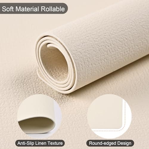 Boobezeen Faux Leather Placemats Set of 6, Heat Resistant Wipeable Washable Vinyl Place Mats, Waterproof Anti-Slip Dining Table Mats, Suitable for Indoor & Outdoor Use (Ivory White) view 6