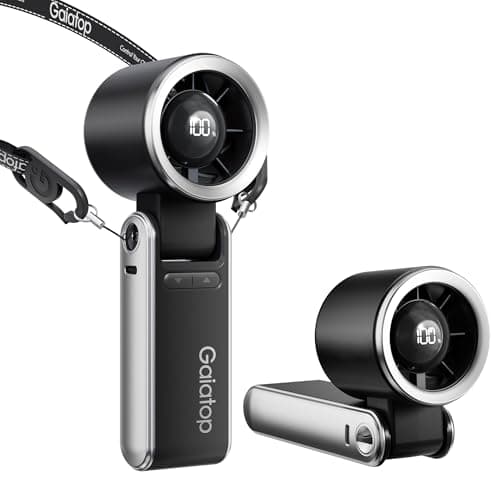 Gaiatop Portable Handheld Turbo Fan, 15 Hrs Cooling, 180° Foldable 4-in-1 Hand Held Fans, 6-Speed (1-100) Personal Mini Handheld Fans, Small Portable Fan for Travel, Working, Outdoor Women Gifts Black view 1