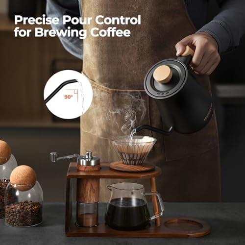 Narcissus P901 Gooseneck Electric Kettle with ±1℉ Temperature Control Function, 1200 Watt Rapid Boiling in 5 Mins, Max 6 Hours Keeping Warm, 304 Stainless Steel Interior, BPA Free, Black view 2