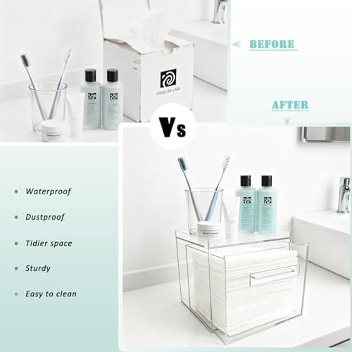 ShinyDew Disposable Facial Towel Holder, Acrylic Container Compatible with Clean Skin Club Towel XL, Clear Storage Box for Bathroom and Vanity Countertop view 5