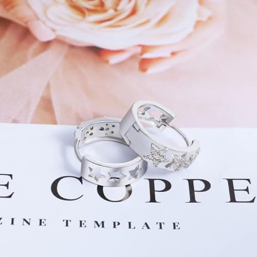 Star Earrings for Teen Girls Women - Sterling Silver Hypoallergenic Cubic Zirconia Loop Earrings Lightweight Star Shaped Earring Gifts for Daughter Granddaughter Niece Christmas view 4