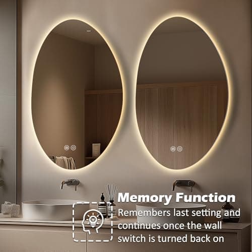 Yoding LED Bathroom Mirror with Lights 25x33 Inch, Stepless Dimmable Backlit Vanity Mirror with 3 Colors, Anti-Fog, Memory, Al-Alloy Lampshade, Frameless Smart Mirror (Horizontal/Vertical) view 6