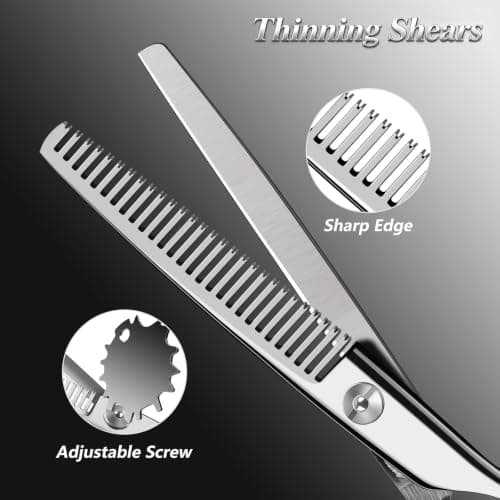 Professional Hair Cutting Scissors & Thinning Shears Set with 2 Combs, Screwdriver & Storage Case | 6.5-Inch Premium Stainless Steel Hair Shears, Sharp & Durable for Salon, Hairdressing & Home Use view 2