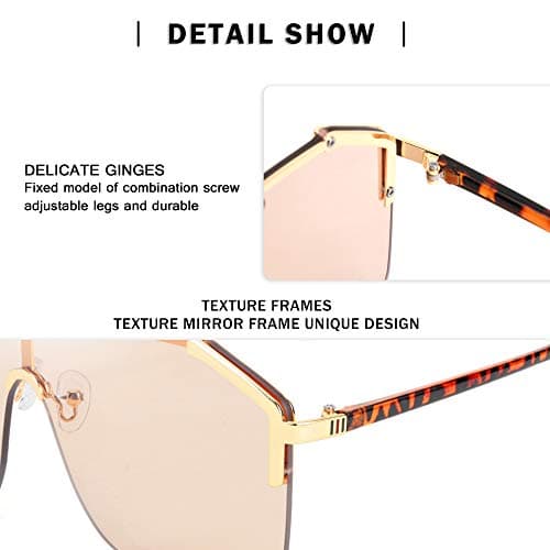 FEISEDY Classic Siamese One Piece Oversized Sunglasses Nice Rimless Stylish Retro Design for Women Men B2634 view 5