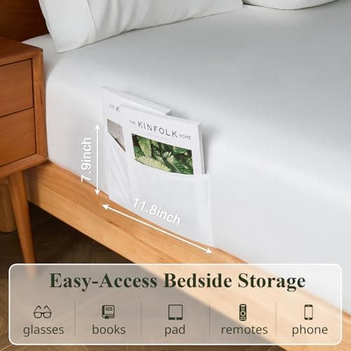 KRIMANO Twin Size Sheet Set, Viscose Bamboo Sheets for Bed Set 3pcs, 100% Viscose Derived from Bamboo, Hotel Luxury Silky & Cooling for Hot Sleepers, Deep Pocket Up to 17", White view 4