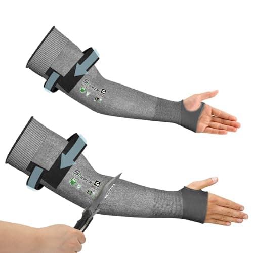 Schwer AIR-SKIN Cut Resistant Arm Sleeves - Lightweight Protection for Thin Skin, Gardening, Kitchen & Pet Care | ANSI A6 Rated, 1 Pair, Grey, 18 IN — image 1