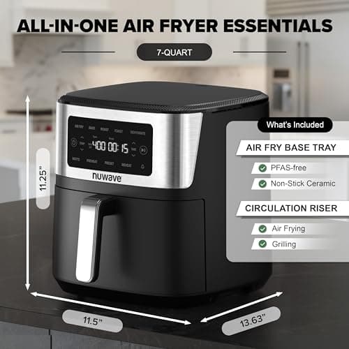 Nuwave Brio Plus 6-in-1 Air Fryer, 7-Qt Large Capacity, 50°F–400°F Precise Temp Control, Non-Toxic PFAS-Free Nonstick, Air Fry, Bake, Roast, Toast, Dehydrate, Reheat, 100 Presets, Dishwasher Safe view 2