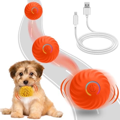 Interactive Dog Toys - Self Rolling Dog Ball with Anti-Chewer Cover for Small/Medium Puppy, Active Motion Activated Toys That Move on its Own, Orange — image 1