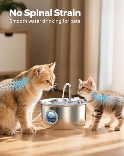 Cat Water Fountain Stainless Steel: Cat Fountain for Drinking - 88oz/2.6L view 3