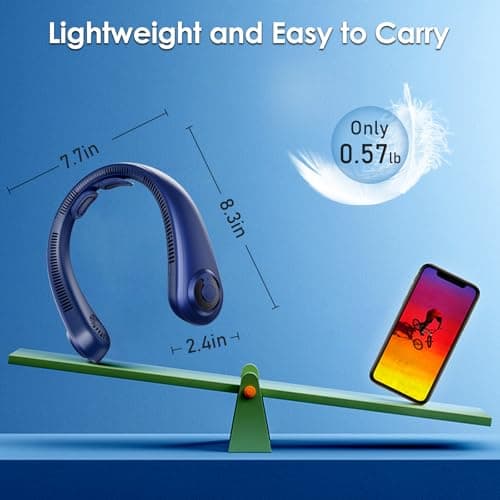 AUIIAH Neck Fan - Portable Personal Cooling Bladeless Around the Neck Fans that Blow Cold Air Rechargeable with 5 Speeds, Neck Support for Hot Flashes, Disneyland, Travel, Cooler Gift for Women Men view 2