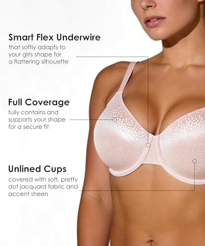 Minimizer Bras for Women Full Coverage, Flex Underwire Support Bra for Large Bust, Unlined Comfortable Bra with Soft Wire view 3