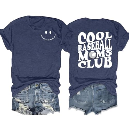 PICKID Baseball Mom Shirt Women Cool Baseball Moms Club T Shirt Graphic Baseball Mom Gift Tee Game Day Baseball Tops — image 1