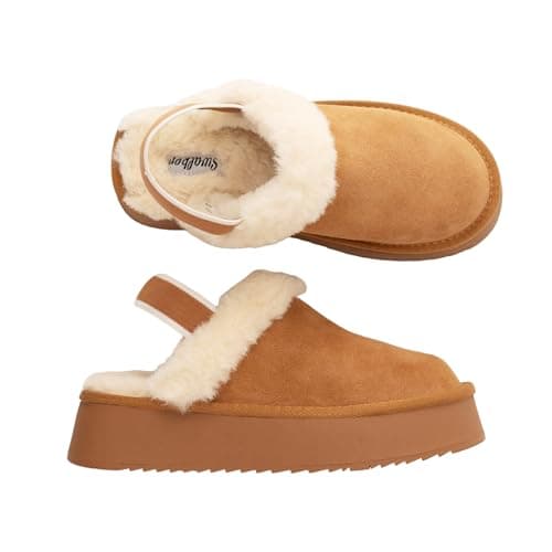 Swalker Winter Slippers for Women – Warm Faux Fur Lined Snow Slippers with Non-Slip Sole, Indoor & Outdoor Platform House Slippers view 6