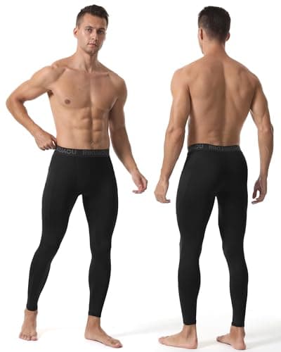 RIKUAOU Men’s Compression Pants Running Leggings Athletic Base Layer Workout Tights with Pockets for Sports Basketball view 3