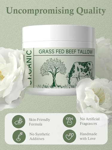 Beef Tallow, Tallow Face Moisturizer, Beef Tallow for Skin, Unscented 100% Organic Beef Tallow Blam Grass Fed Finished Whipped Tallow Face Cream Moisturizer Body Lotion Skin Care for Sensitive Skin view 3