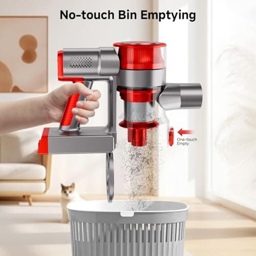 fenhua Cordless Vacuum Cleaner, Powerful Stick Vacuum Cleaner for Home with Rechargeable Battery, 6-in-1 Lightweight Handheld Vacuum, 45 Mins Runtime for Hardfloor & Carpets Pet Hair (red) view 2