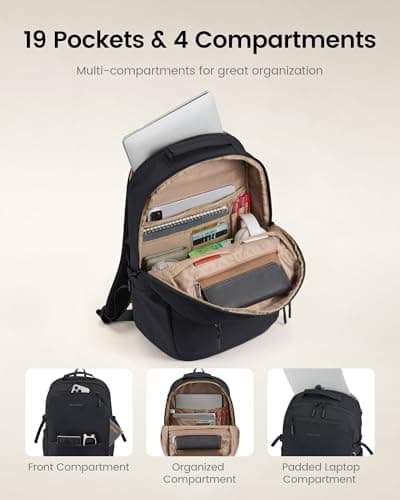 LOVEVOOK Laptop Backpack for Women Men with Giant Tumbler Holder - 15.6Inch Work Computer Travel Backpack with Laptop Compartment, Water Resistant, Cute Commuter College Teacher Nurse Purse Bag,Black view 4