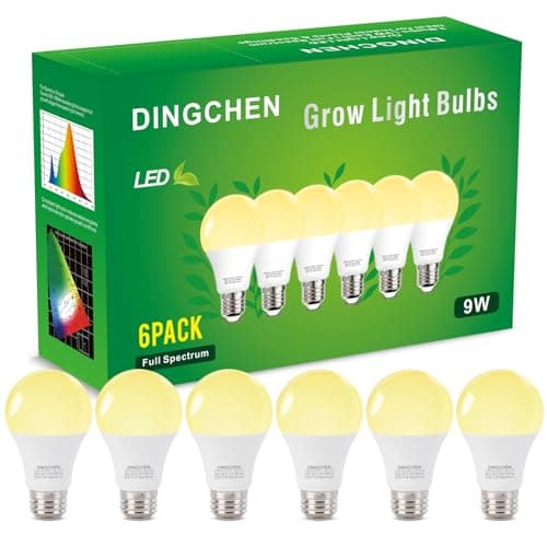 DingChen Grow Light Bulbs, A19 Full Spectrum Light Bulb, 9W Plant Grow Lights Bulbs (100W Equivalent), E26 Base, for Indoor Plants, Herbs, Flowers, Vegetables, 6 Pack — image 1