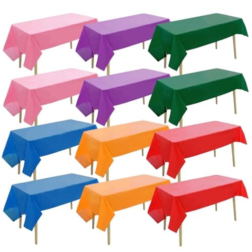balinging 12 Pack Assorted Vibrant Color Plastic Tablecloth Disposable Rectangle Tropical Colored Table Cover for Party Supplies Birthday Wedding Picnic Home Decoration(54 x 72 Inch,Multi Color) — image 1