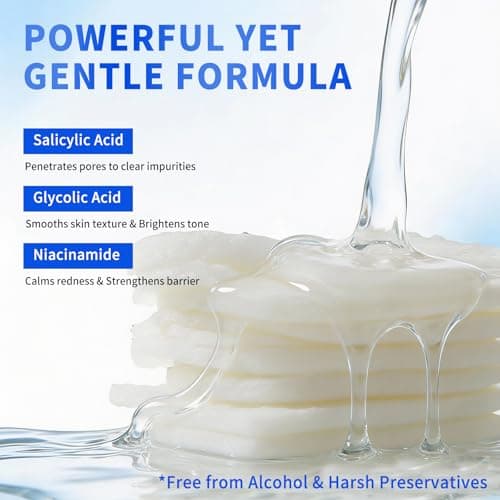 MRLILEI BHA Salicylic Acid Toner Pads with Pore Care, Dual-Textured Exfoliating Pads with Glycolic Acid & Niacinamide, Daily Facial Skincare for All Skin Types, 70 Pads + 4 Trial Pads view 3