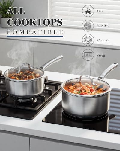Titanium Pans for Cooking, 3 Quart Non‑Stick Titanium Sauce Pan with Lid | Uncoated Hammered Titanium Pro Pan, PFAS/PFOA/PTFE-Free, Dishwasher & Oven Safe, Compatible with Gas & Induction Cooktops view 5