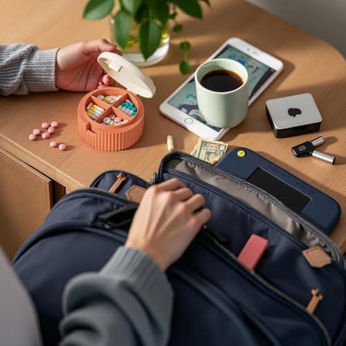 NifengJieyi Pill Organizer, Travel Pill Organizer, Pill Storage with Foldable Water Cup，Daily Medicine Dispenser Box, Multifunctional Portable Travel Organizer for Supplements, 3.4x3.4x1.8inches view 5