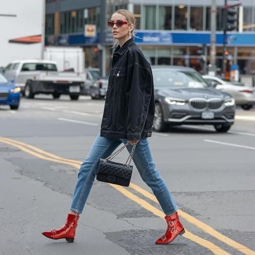 KaroNairy Buckle Ankle Boots for Women Low Heel Zip Chelsea Boots Pointed Toe Fashion Dress Short Booties view 3