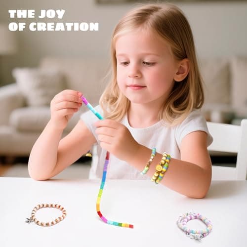 Sunlode Bracelet Making Kit 5000pcs, Jewelry Making Kit for Beginner, DIY Arts and Crafts Gift Toys for Kids Ages 6-13 Preppy Clay Beads with Charms Friendship Bracelets view 3