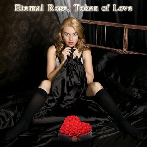 HERBMOTG 27 Forever Real Roses in Heart-Shaped Box with a Curved Design, Grade A Quality-Preserved Roses for Birthday, Mothers Day & Valentines Day (Red) view 6