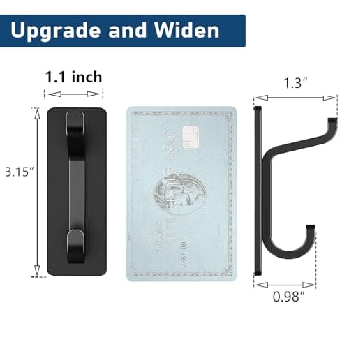 pickpiff Wall Hooks for Coat and Towel: 13LB Strong Adhesive Door Hanger Stick on, Black 4 Pack view 2